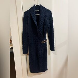 Ralph Lauren Navy Blue Cable Knit Dress
